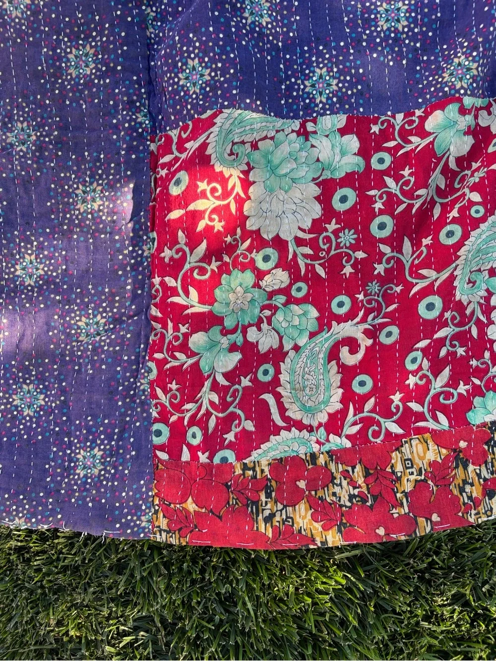 Kantha Handmade Patchwork Quilted Throw Blanket